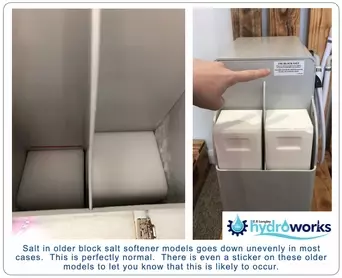 Salt in Block salt softeners tends to go down unevenly